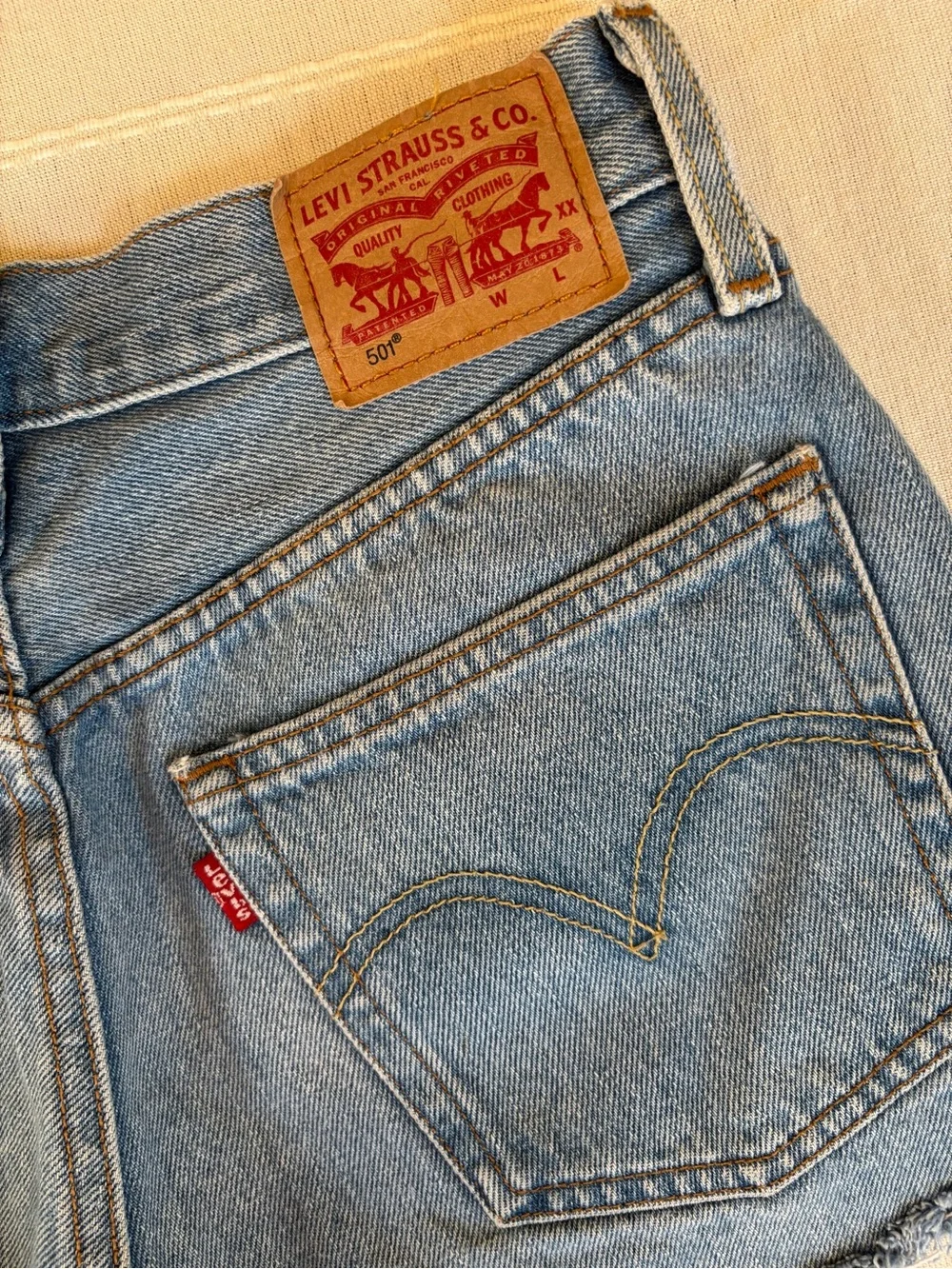 Levi’s 501 Original‎ High Rise Cutoff Denim Shorts Light Wash Button Fly Size 25